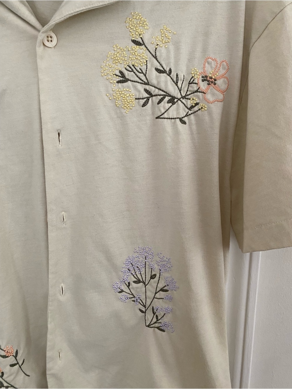 Rustic Collab Embroidered Button-Up Shirt in Cream - Picture 2 of 7